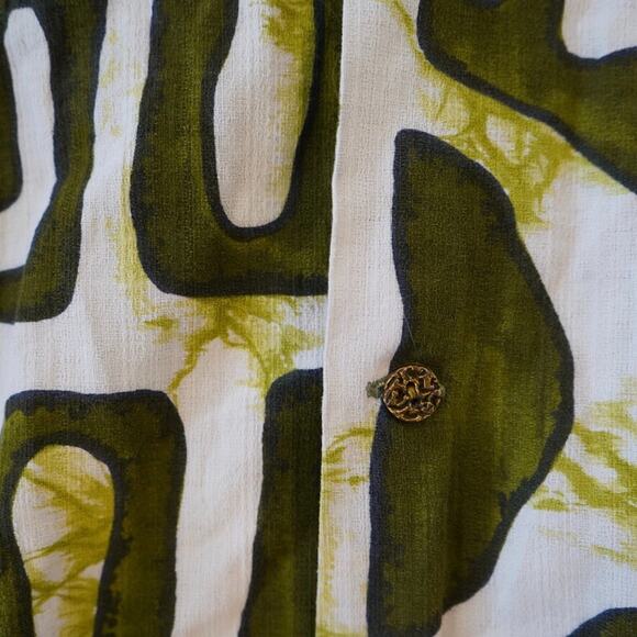 Vtg Evelyn Margolis Hawaiian Shirt Mens Green White Floral Collared Button Down - Picture 4 of 8